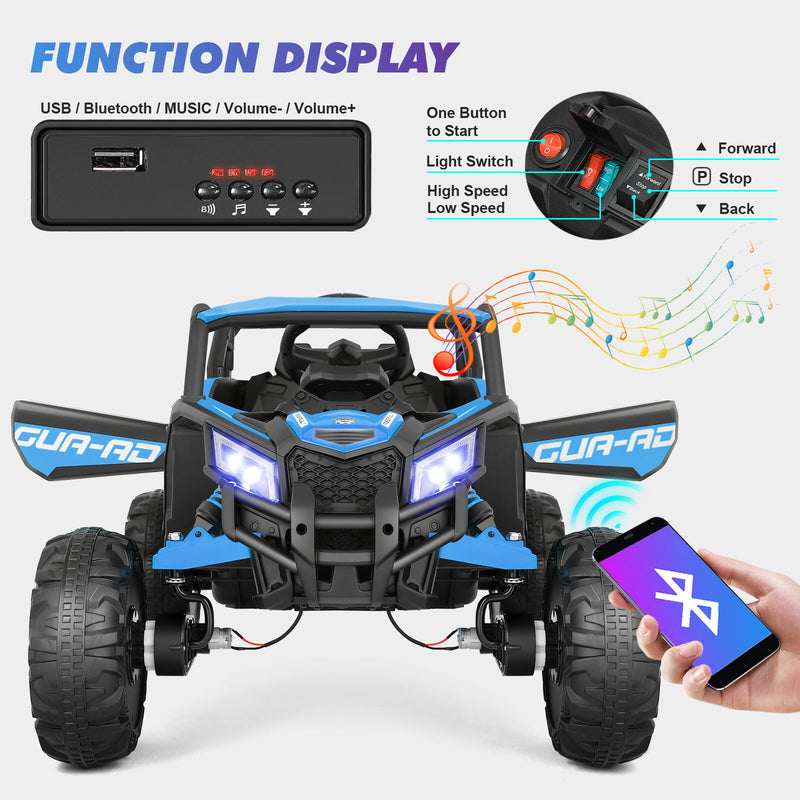Blue 12V Kids Electric Ride-On Off-Road UTV Vehicle with Music, LED Lights, and Remote Control Magic Cars 2