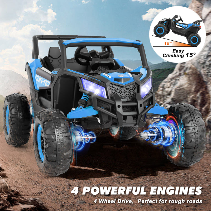 Blue 12V Kids Electric Ride-On Off-Road UTV Vehicle with Music, LED Lights, and Remote Control Magic Cars 3