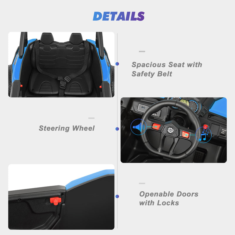 Blue 12V Kids Electric Ride-On Off-Road UTV Vehicle with Music, LED Lights, and Remote Control Magic Cars 7