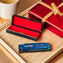 Blue 10-Hole Diatonic Pocket Harmonica with Brass Reeds and Storage Case Magic Cars Variant 0