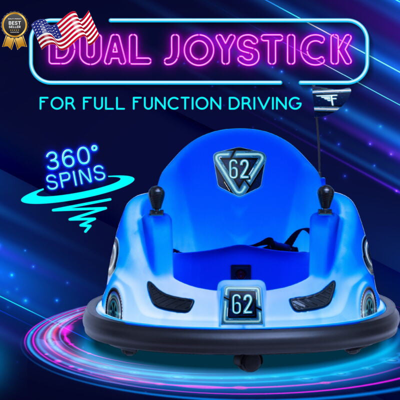 Blue Glow 6V Battery-Powered Bumper Ride-On Car for Kids Ages 1.5+ up to 66 lbs Magic Cars 4