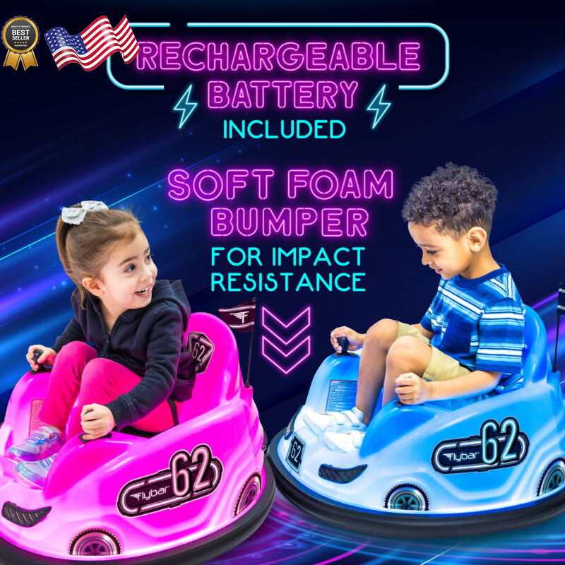 Blue Glow 6V Battery-Powered Bumper Ride-On Car for Kids Ages 1.5+ up to 66 lbs Magic Cars 5