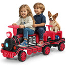 12V Large Blue and Red 2-Seater Electric Ride-On Train for Kids with Music, Lights, and Storage Magic Cars 11