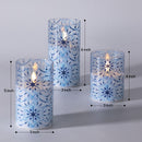 Winter Wonderland Glass LED Pillar Candles with Remote - Set of 3 Magic Cars 1