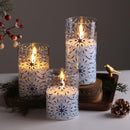 Winter Wonderland Glass LED Pillar Candles with Remote - Set of 3 Magic Cars 6