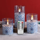 Winter Wonderland Glass LED Pillar Candles with Remote - Set of 3 Magic Cars Variant 0