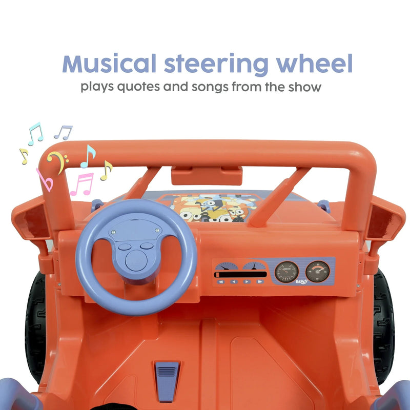 Bluey 12V Battery-Powered 4-Wheeler Ride-On Car with Songs for Ages 3 and Up Magic Cars 2