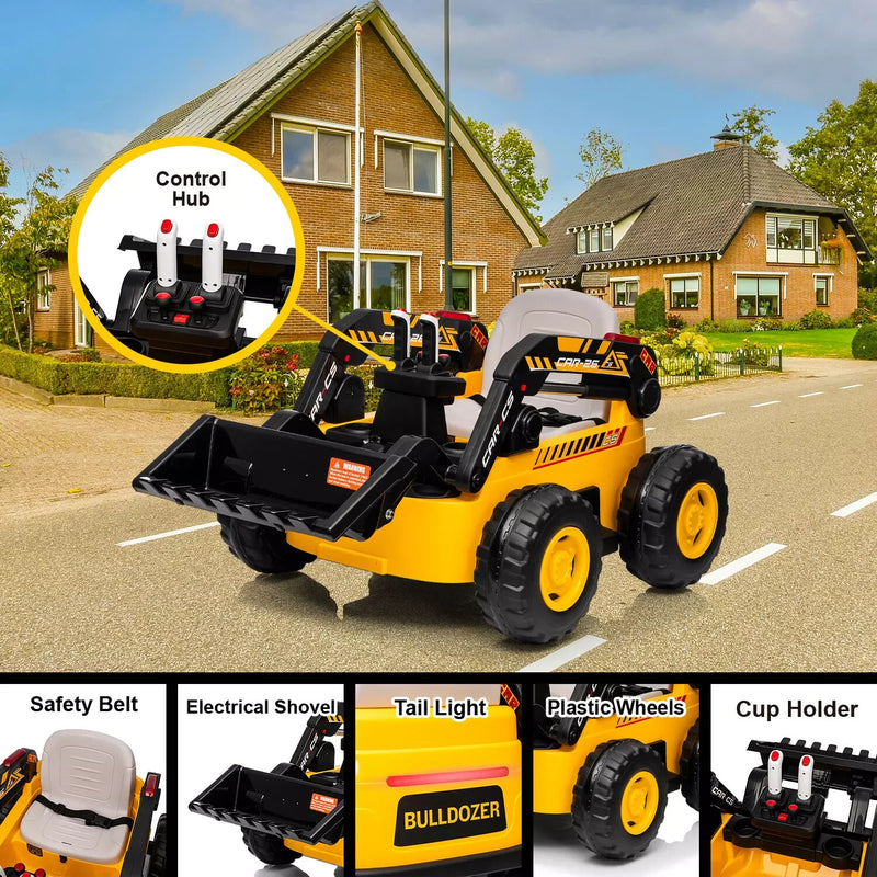 12-Volt Kids Ride-On Bulldozer Toy Vehicle Magic Cars 4
