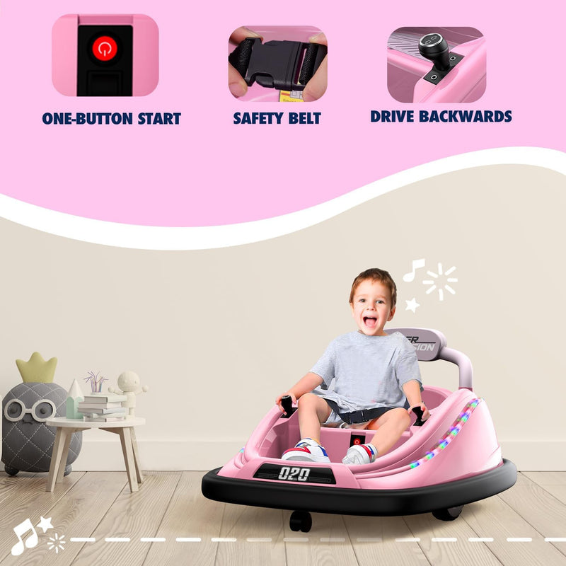 12V Electric Kids Bumper Car Ride-On Toy with Remote Control and Music Function Magic Cars 2