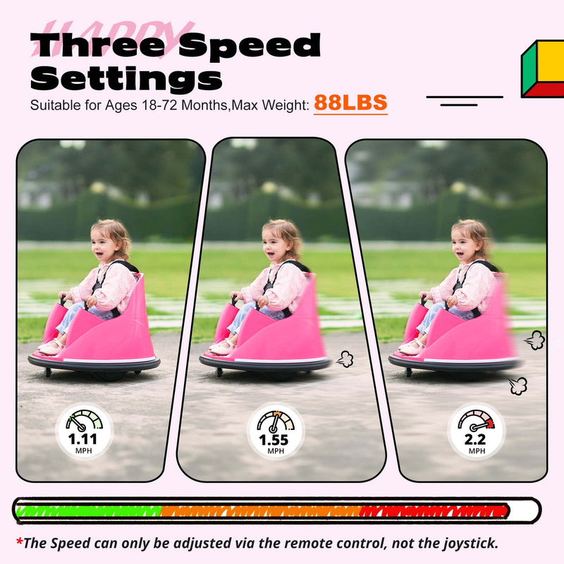 12V Kids Bumper Car with Remote Control, Flashing Lights, 66 lbs Capacity Magic Cars 11