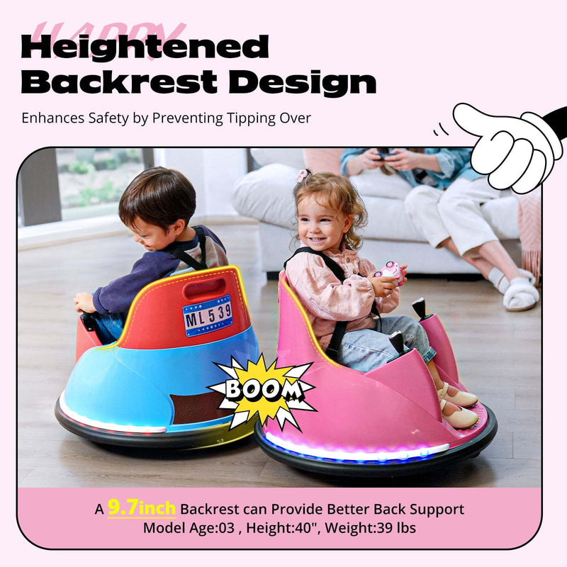 12V Kids Bumper Car with Remote Control, Flashing Lights, 66 lbs Capacity Magic Cars 2
