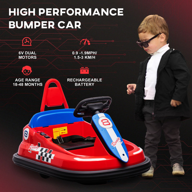 Red 6V Electric Kids Ride-On Bumper Car with 360° Rotation Magic Cars 7