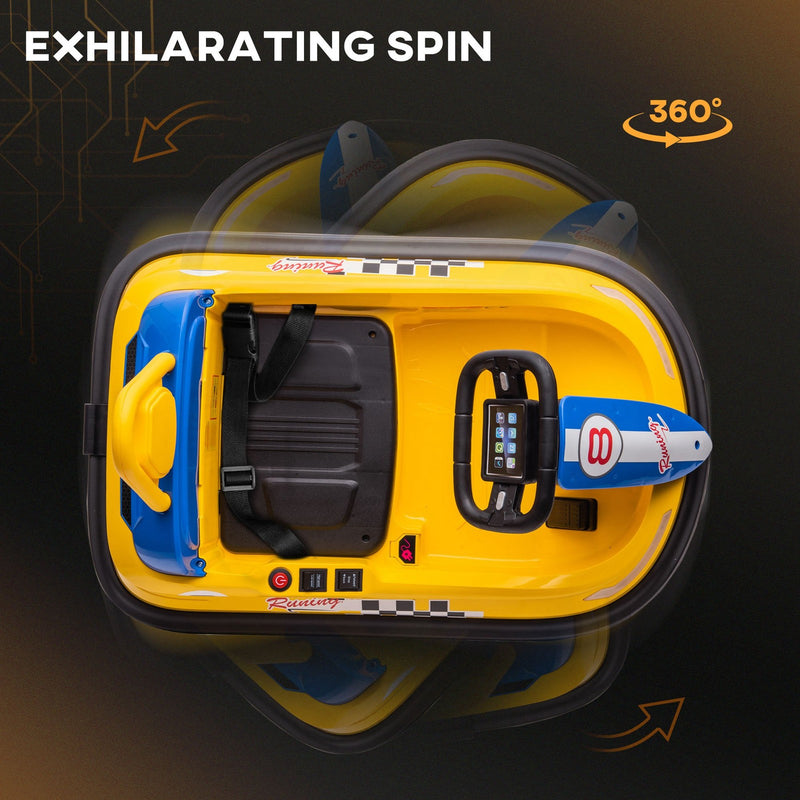 6V Electric Kids Bumper Car with 360° Rotation – Yellow Ride-On Toy Magic Cars 4
