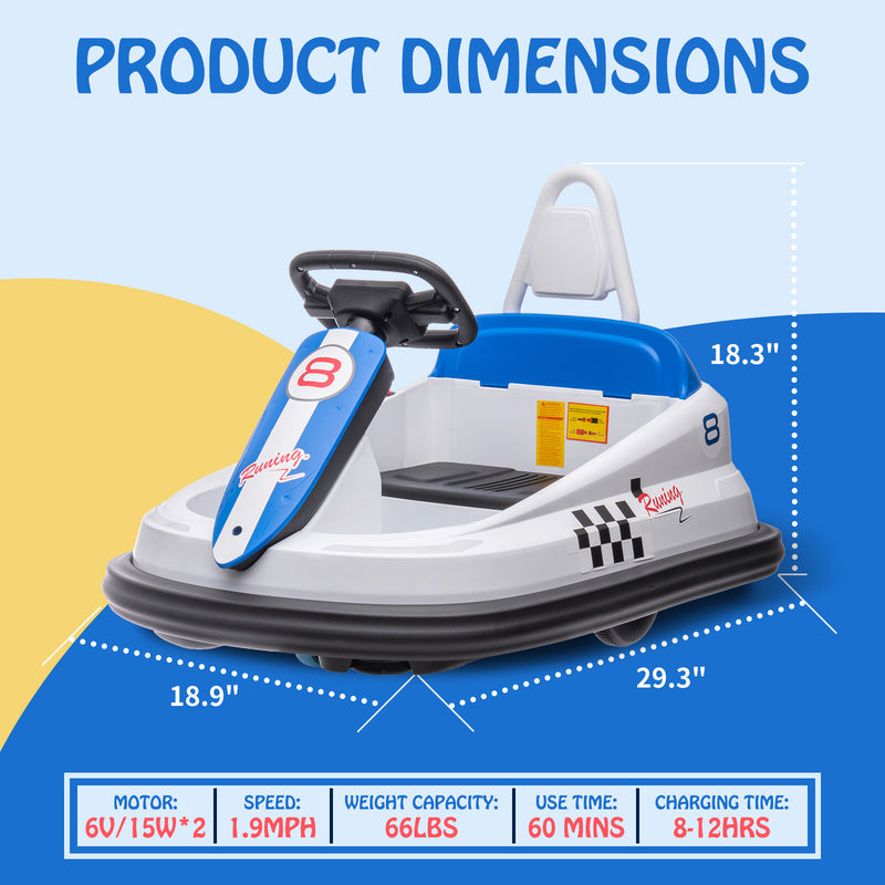 6V Electric Ride-On Bumper Car with Steering Wheel for Kids Magic Cars 20