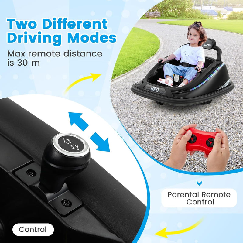 12V Electric Ride-On Bumper Car for Toddlers with Remote Control and Rechargeable Battery Magic Cars 2