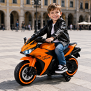 12V Orange Ride-On Motorcycle for Kids - Perfect for Boys and Girls