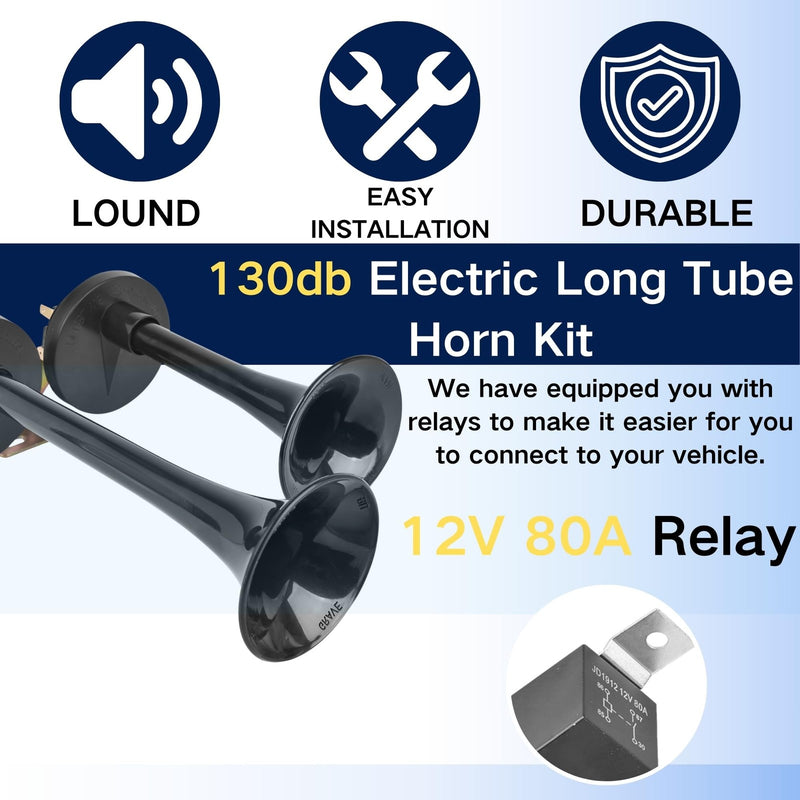 12 Volt Electric Dual Horn Kit for Cars and Trucks - Loud 130dB Universal Vehicle Horn Magic Cars 2