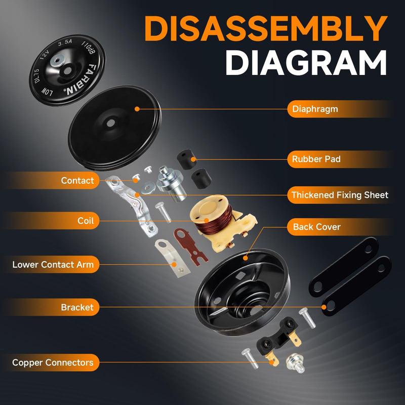 12V Compact Waterproof Motorcycle and Car Horn with High and Low 110dB Tones Magic Cars 3