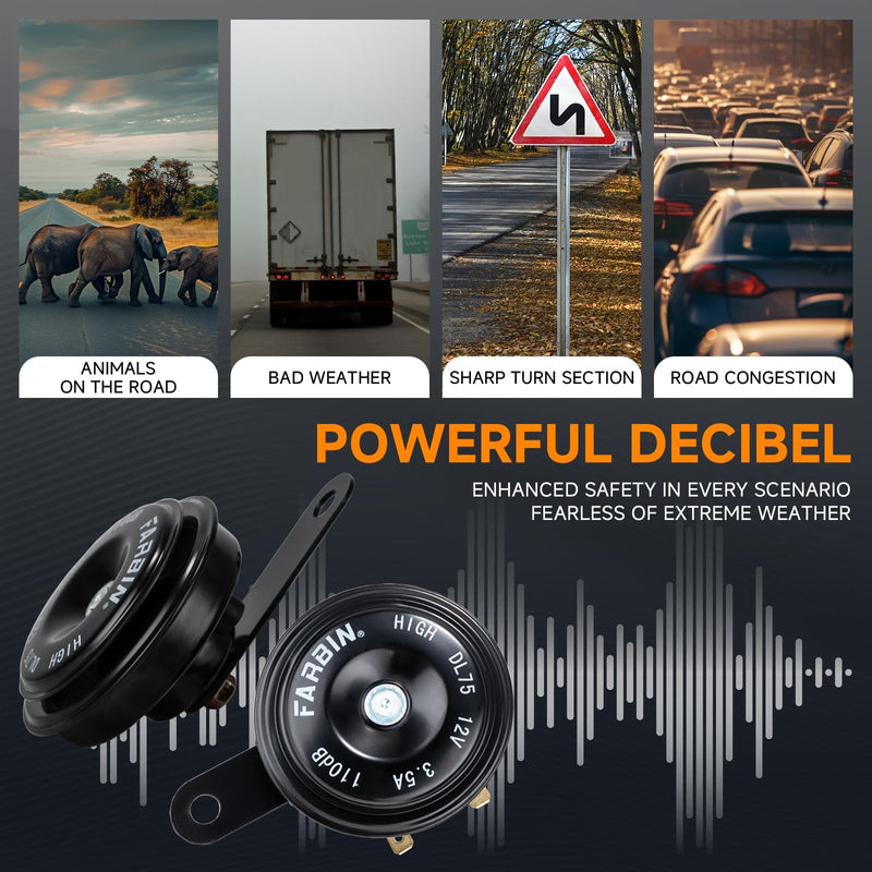 12V Compact Waterproof Motorcycle and Car Horn with High and Low 110dB Tones Magic Cars 6