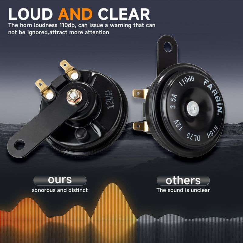 12V Compact Waterproof Motorcycle and Car Horn with High and Low 110dB Tones Magic Cars 7