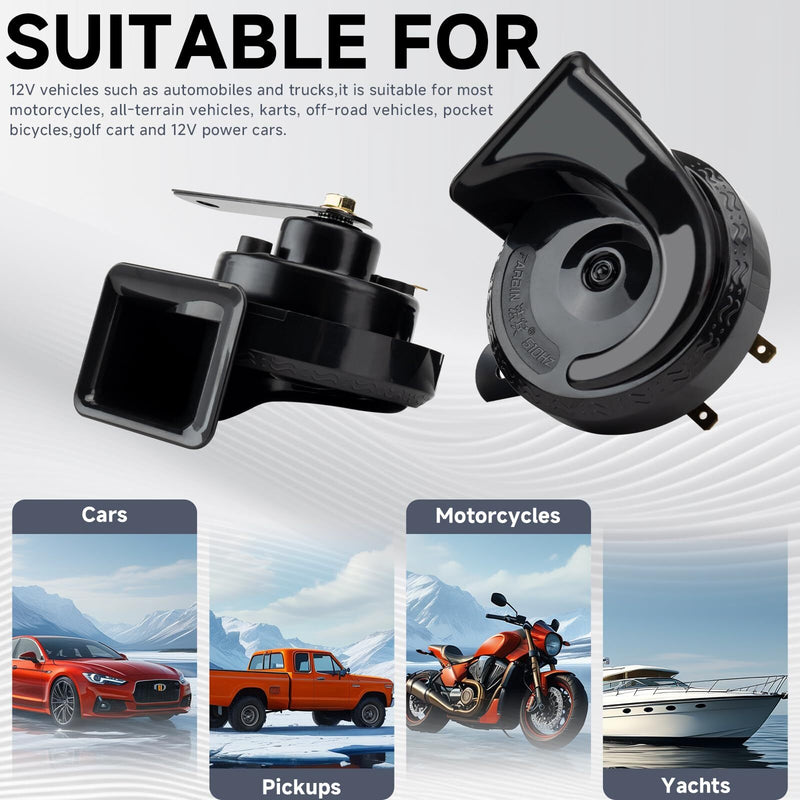 12V Car Horn High and Low Tone Super Loud Waterproof with Relay and Harness Magic Cars 1