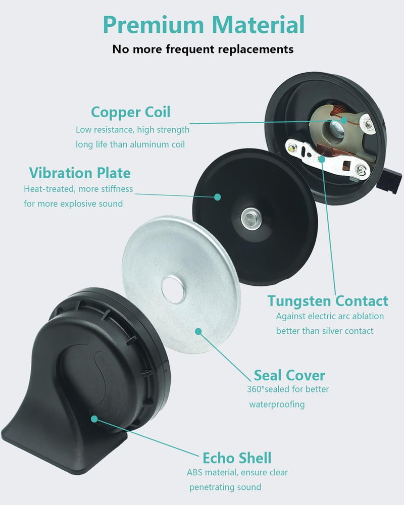 Waterproof 128dB Dual Tone Car Horn Compatible with Toyota – Loud High and Low Auto Horn Magic Cars 3