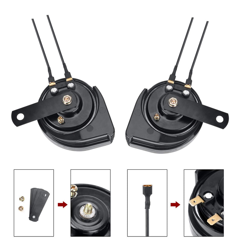 12V Ultra-Thin Compact Waterproof Car Snail Horn Kit with High and Low Tones Magic Cars 3