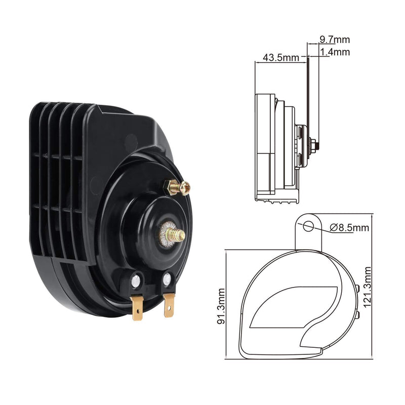 12V Ultra-Thin Compact Waterproof Car Snail Horn Kit with High and Low Tones Magic Cars 4