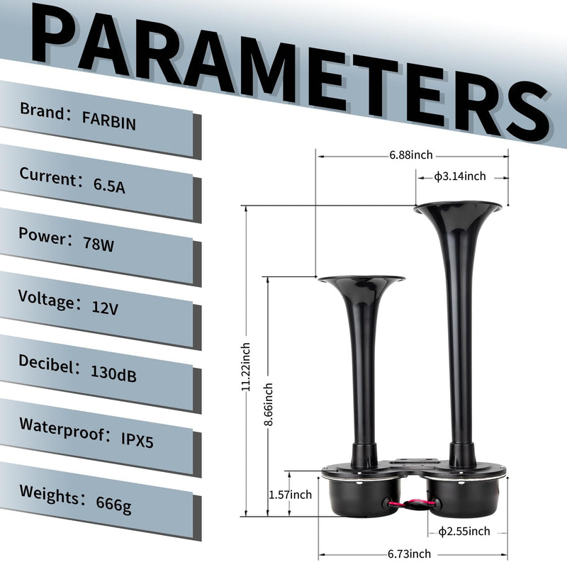 12V Electric Dual Loud Truck and Train Horns for Car and Motorcycle Magic Cars 4