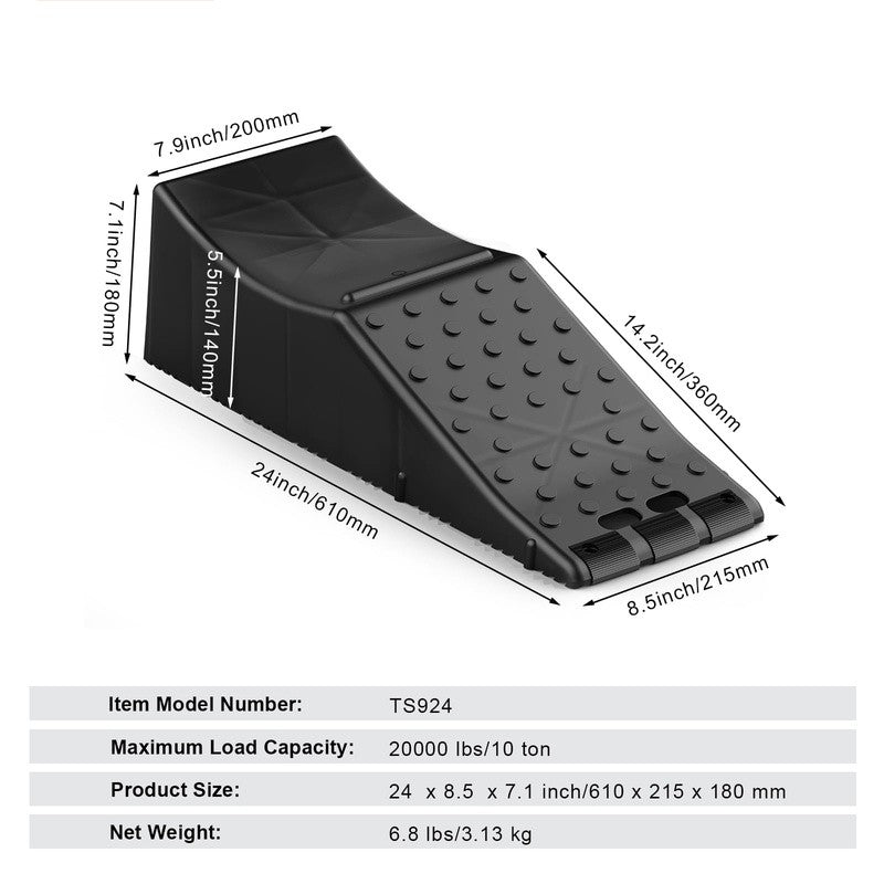 Portable Durable Plastic Car Ramp with Tandem Wheels Supports Up to 20,000 lbs Safety Design Magic Cars 7
