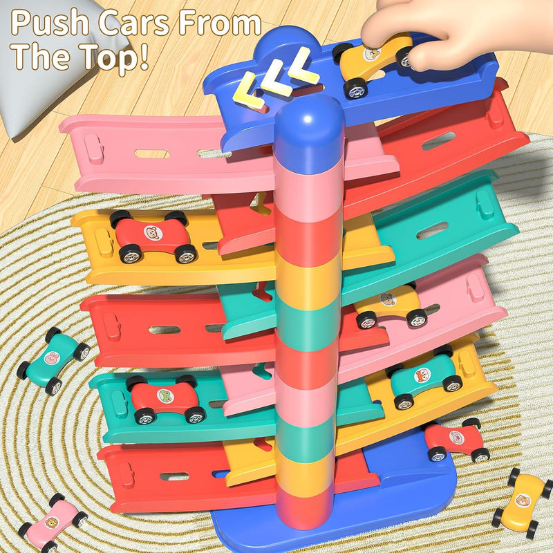 Toddler Race Track Car Toy with Ramp, Suitable for Ages 3-6, Includes 12-M Car Magic Cars 1