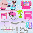 Race Car Track Set with 201 Pieces for Girls Aged 4-6 and Boys Aged 3-5, Featuring Monster Trucks Magic Cars 3