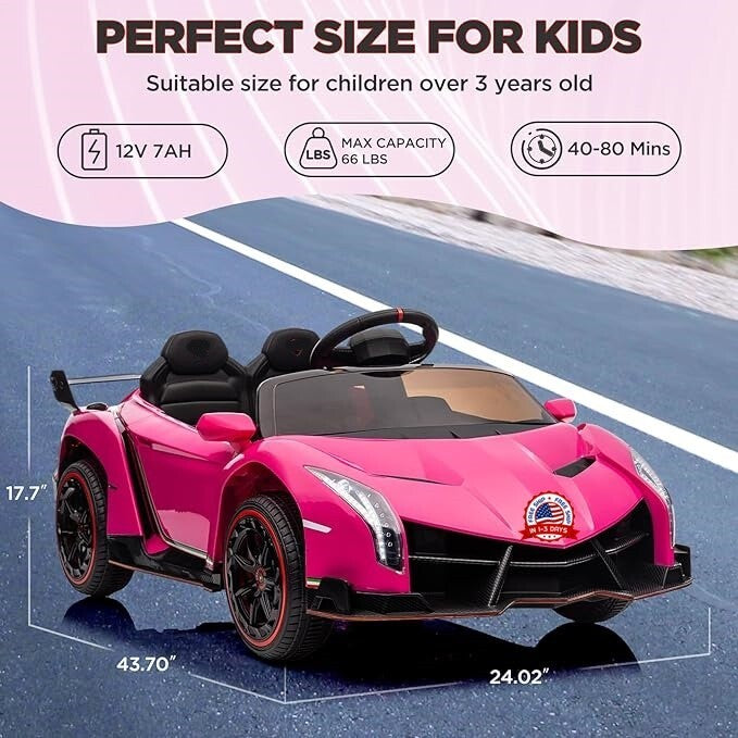 Coche Eléctrico Infantil para Niñas con Batería Recargable, Control Remoto, Música y Luces Magic Cars 2