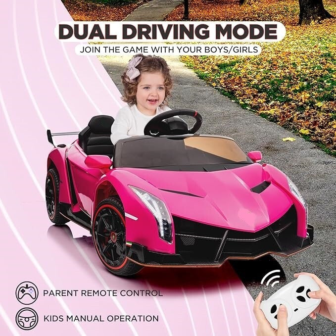 Coche Eléctrico Infantil para Niñas con Batería Recargable, Control Remoto, Música y Luces Magic Cars 3