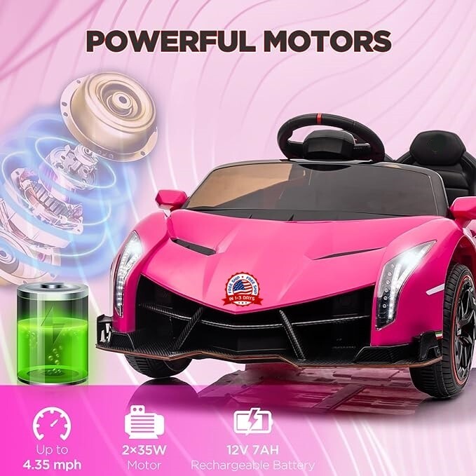 Coche Eléctrico Infantil para Niñas con Batería Recargable, Control Remoto, Música y Luces Magic Cars 4