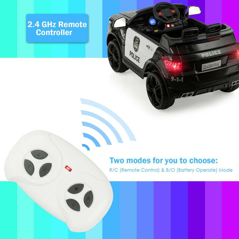 Electric Police Car for Kids 12V Rechargeable Battery with Sounds, Music, and Bluetooth Magic Cars 11