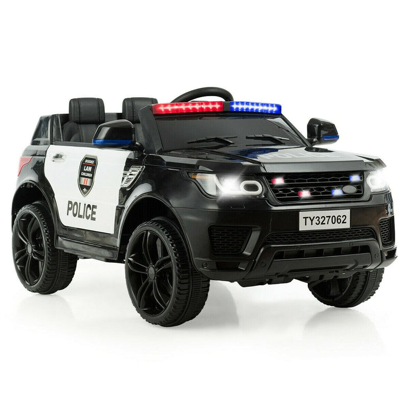 Electric Police Car for Kids 12V Rechargeable Battery with Sounds, Music, and Bluetooth Magic Cars 3