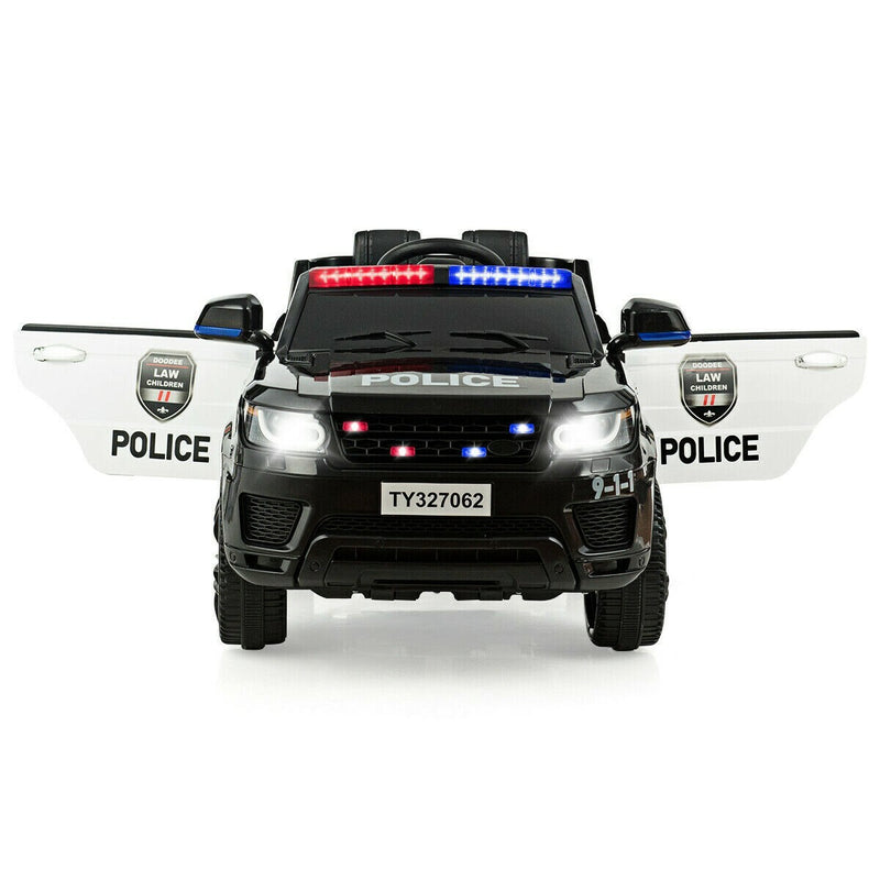 Electric Police Car for Kids 12V Rechargeable Battery with Sounds, Music, and Bluetooth Magic Cars 7