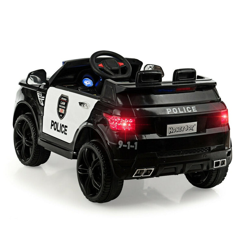 Electric Police Car for Kids 12V Rechargeable Battery with Sounds, Music, and Bluetooth Magic Cars 9