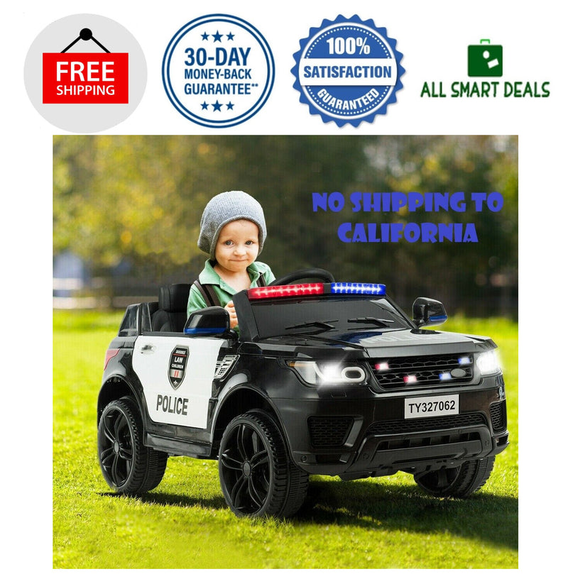 Electric Police Car for Kids 12V Rechargeable Battery with Sounds, Music, and Bluetooth Magic Cars Variant 0