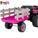 12-Volt Pink Battery-Powered Girls' Ride-On IH Magnum Tractor and Trailer Magic Cars 3