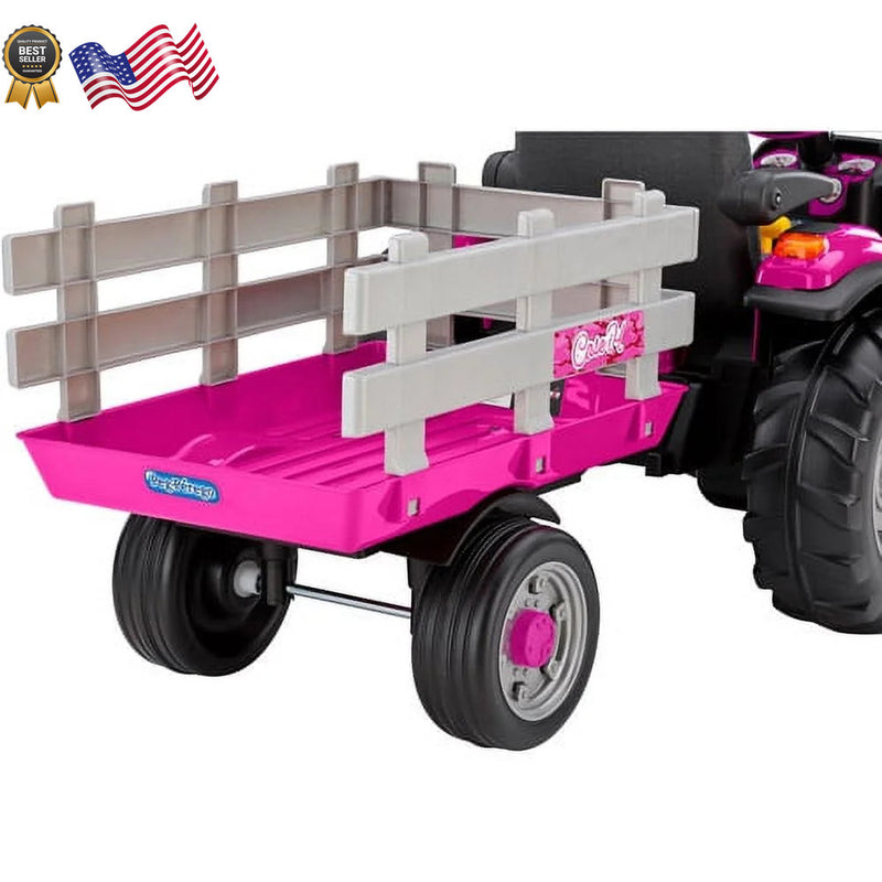 12-Volt Pink Battery-Powered Girls' Ride-On IH Magnum Tractor and Trailer Magic Cars 3