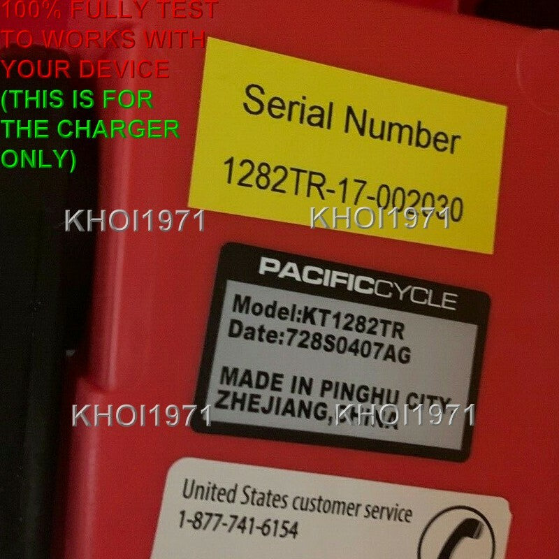 AC Charger Adapter for KT1282TR Pacific Cycle Disney Cars 3 Lightning McQueen Toy Magic Cars 1