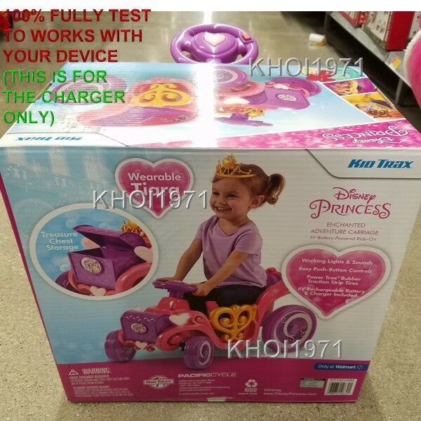 AC Charger Adapter for KidTrax KT1501WM Disney Princess Enchanted Carriage Ride Magic Cars 4