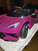 Pink Rhinestone Chevrolet Corvette Ride-On Toy Car with Lights and Music Magic Cars 10