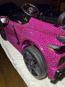 Pink Rhinestone Chevrolet Corvette Ride-On Toy Car with Lights and Music Magic Cars 5