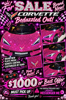 Pink Rhinestone Chevrolet Corvette Ride-On Toy Car with Lights and Music Magic Cars Variant 0