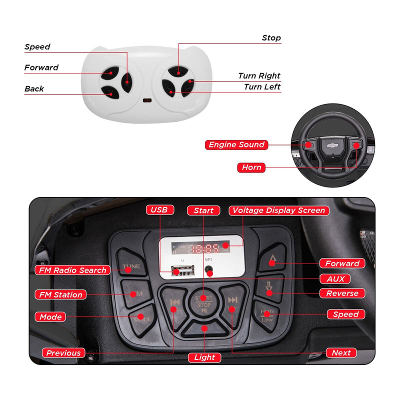 Chevrolet Silverado 12V Electric Ride-On Truck for Kids Magic Cars 16