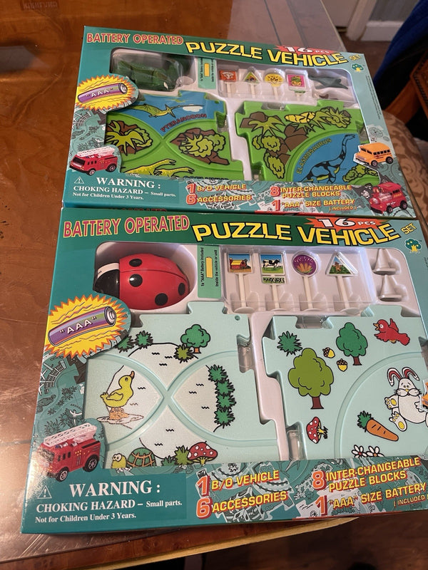 Dinosaur Land and Ladybug Puzzle Vehicles Set, 16 Pieces