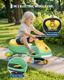 12V Electric Wiggle Car for Kids - 2-in-1 Ride-On Swing with 360° Steering and Music